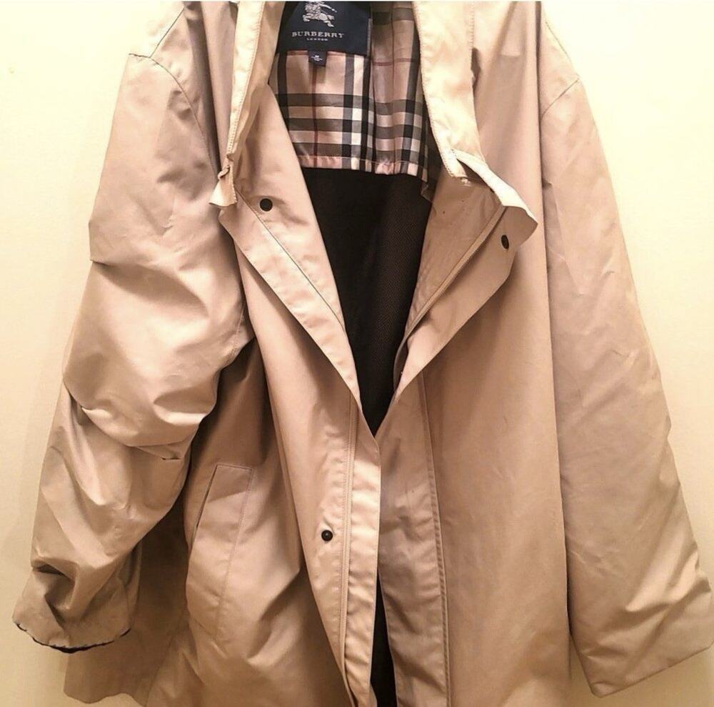 New Burberry London Hoodie Hooded Jacket Polyester Cotton Rain Coat Medium